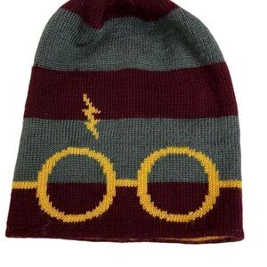 CultureFly Unisex Multicolor Striped Harry Potter Glasses Bolt Beanie One Size